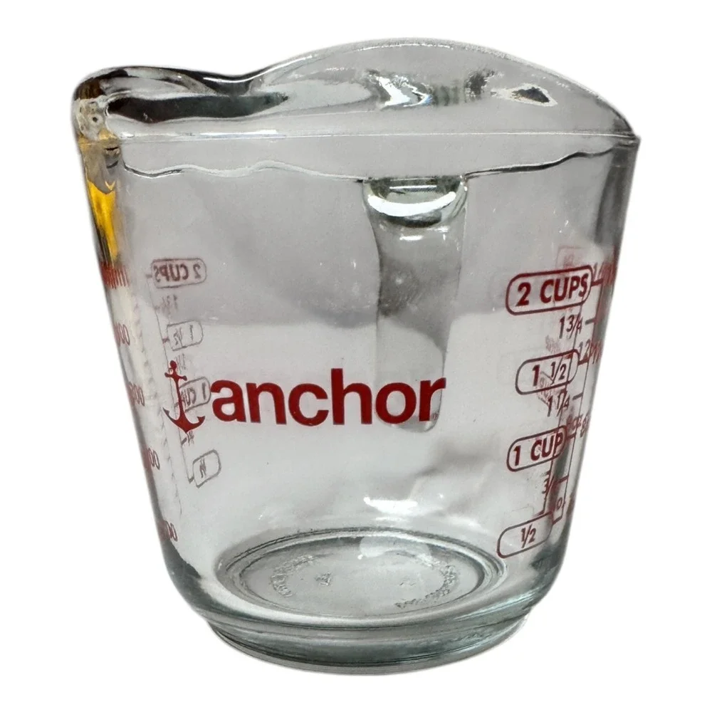 Anchor Hocking Glass Measuring Cup 2 Cup 16 oz 500ml Red Markings 1/2‎ Quart